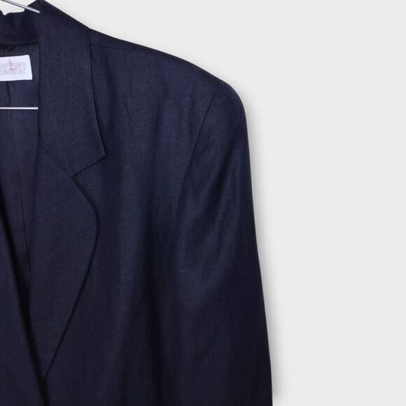 Lands End Womens Blazer Sz 16 Navy Linen 2 Button Sport Coat Preppy Classic Ivy - Picture 9 of 14